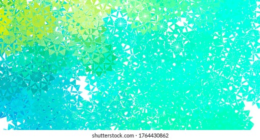 Light Green vector template with ice snowflakes. Gradient colorful illustration with snow elements in xmas style. New year ad, booklets pattern.