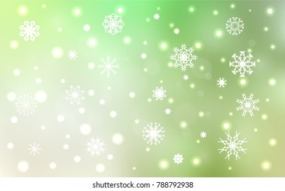 Light Green vector template with ice snowflakes. Shining colored illustration with snow in christmas style. New year design for your ad, poster, banner.