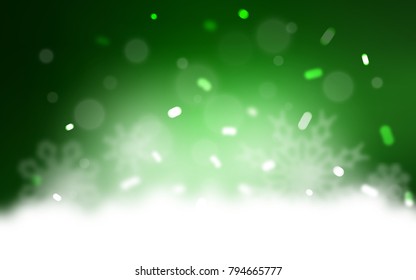 Light Green vector template with ice snowflakes. Shining colored illustration with snow in christmas style. New year design for your ad, poster, banner.