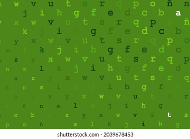 Plantilla vectorial verde claro con letras aisladas. Ilustración brillante con símbolos ABC en una plantilla abstracta. El patrón se puede usar como anuncios, afiches, pancartas para libros.
