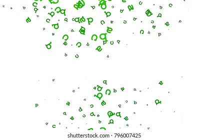 Light Green vector template with isolated letters. Shining illustration with ABC symbols on abstract template. The pattern can be used for school, grammar websites.