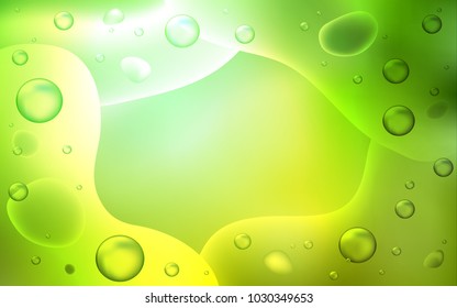 Light Green vector template with lines, ovals. A sample with blurred bubble shapes. Textured wave pattern for backgrounds.