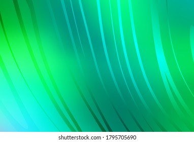 Light Green vector template with lines. A shining illustration, which consists of curved lines. Background for cell phone screens.