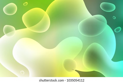 Light Green vector template with liquid shapes. Blurred geometric sample with gradient bubbles.  The template for cell phone backgrounds.