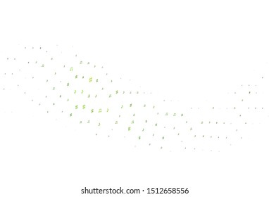 Light Green vector template with musical symbols. Shining illustration of colorful gradient music notes. Pattern for websites of musitians.