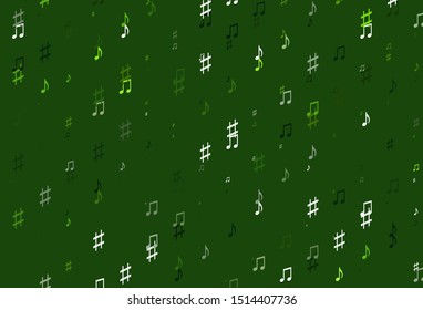 Light Green vector template with musical symbols. Decorative design in abstract style with music shapes. Pattern for festival leaflets.