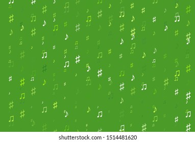 Light Green vector template with musical symbols. Abstract illustration with colorful symbols of melody. Pattern for school ad, booklets.