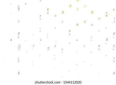Light Green vector template with musical symbols. Decorative design in abstract style with music shapes. Pattern for festival leaflets.