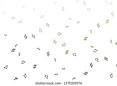 Light Green vector template with musical symbols. Abstract illustration with colorful symbols of melody. Pattern for websites of musitians.