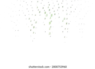 Plantilla vectorial verde claro con símbolos musicales. Diseño decorativo de estilo abstracto con formas musicales. Diseño moderno para tapices.