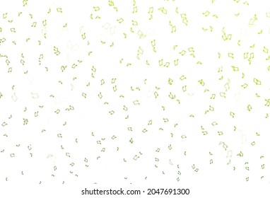 Hellgrüne Vektorvorlage mit musikalischen Symbolen. Leuchtende Illustration von farbigen Farbverlauf-Musiknoten. Muster für Festivalblätter.