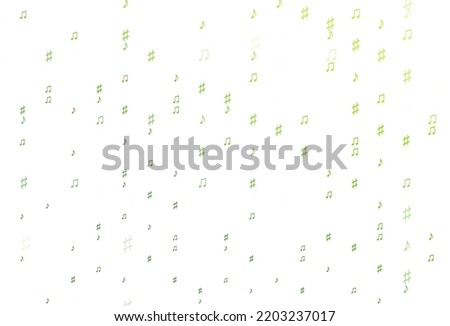Light Green vector template with musical symbols. Abstract illustration with colorful symbols of melody. Pattern for school ad, booklets.