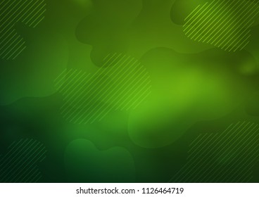 Light Green vector template with narrow diagonal lines and rounded organic shapes. Blurred decorative design in simple style with lines. The template can be used as a background.