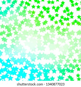 Light Green vector template with neon stars. Colorful illustration in abstract style with gradient stars. Pattern for websites, landing pages.