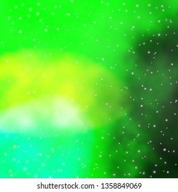 Light Green vector template with neon stars. Modern geometric abstract illustration with stars. Pattern for websites, landing pages.
