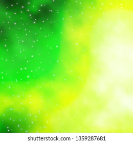 Light Green vector template with neon stars. Colorful illustration in abstract style with gradient stars. Pattern for websites, landing pages.