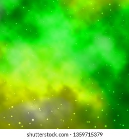 Light Green vector template with neon stars. Modern geometric abstract illustration with stars. Pattern for wrapping gifts.