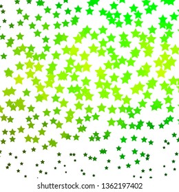 Light Green vector template with neon stars. Shining colorful illustration with small and big stars. Pattern for new year ad, booklets.