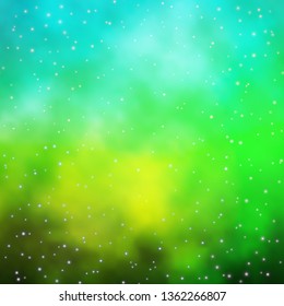 Light Green vector template with neon stars. Colorful illustration in abstract style with gradient stars. Pattern for wrapping gifts.