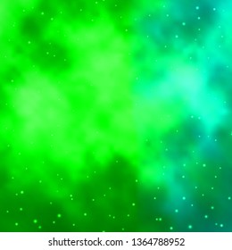 Light Green vector template with neon stars. Colorful illustration with abstract gradient stars. Design for your business promotion.