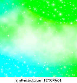 Light Green vector template with neon stars. Shining colorful illustration with small and big stars. Best design for your ad, poster, banner.