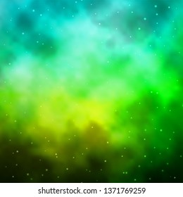 Light Green vector template with neon stars. Colorful illustration with abstract gradient stars. Pattern for websites, landing pages.