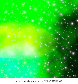 Light Green vector template with neon stars. Colorful illustration with abstract gradient stars. Pattern for websites, landing pages.