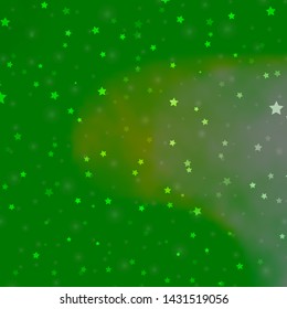 Light Green vector template with neon stars. Decorative illustration with stars on abstract template. Pattern for websites, landing pages.