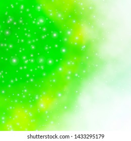 Light Green vector template with neon stars. Decorative illustration with stars on abstract template. Pattern for new year ad, booklets.