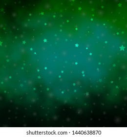 Light Green vector template with neon stars. Blur decorative design in simple style with stars. Design for your business promotion.
