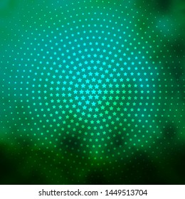 Light Green vector template with neon stars. Blur decorative design in simple style with stars. Theme for cell phones.