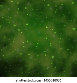 Light Green vector template with neon stars. Colorful illustration with abstract gradient stars. Pattern for new year ad, booklets.