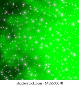 Light Green vector template with neon stars. Shining colorful illustration with small and big stars. Theme for cell phones.