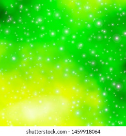 Light Green vector template with neon stars. Decorative illustration with stars on abstract template. Best design for your ad, poster, banner.