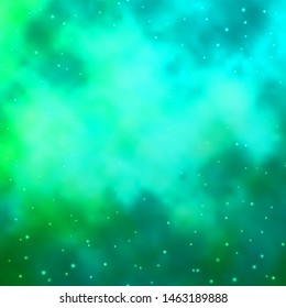 Light Green vector template with neon stars. Shining colorful illustration with small and big stars. Design for your business promotion.