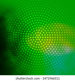 Light Green vector template with neon stars. Shining colorful illustration with small and big stars. Theme for cell phones.
