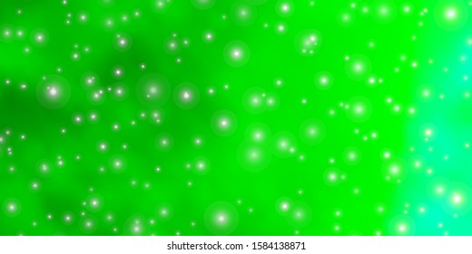 Light Green vector template with neon stars. Shining colorful illustration with small and big stars. Pattern for wrapping gifts.