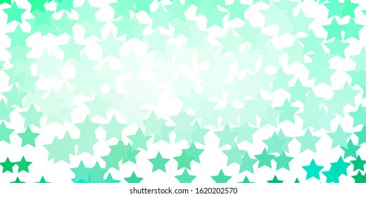 Light Green vector template with neon stars. Blur decorative design in simple style with stars. Theme for cell phones.