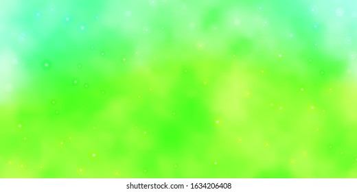 Light Green vector template with neon stars. Modern geometric abstract illustration with stars. Pattern for websites, landing pages.