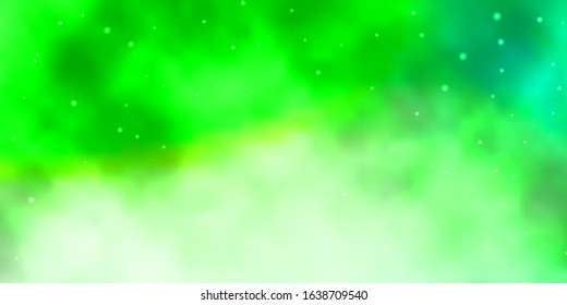 Light Green vector template with neon stars. Modern geometric abstract illustration with stars. Best design for your ad, poster, banner.