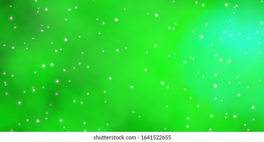 Light Green vector template with neon stars. Shining colorful illustration with small and big stars. Pattern for websites, landing pages.
