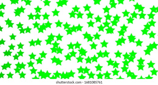 Light Green vector template with neon stars. Blur decorative design in simple style with stars. Theme for cell phones.