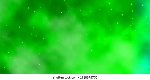 Plantilla de vector verde claro con estrellas de neón. Ilustración colorida en estilo abstracto con estrellas degradadas. Patrón de anuncios de año nuevo, folletos.