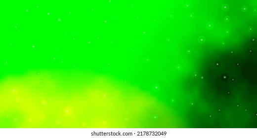 Plantilla de vector verde claro con estrellas de neón. Diseño decorativo desdibujado en un estilo sencillo con estrellas. Patrón para sitios web, páginas de inicio.