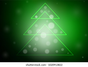 Light Green vector template with a new year tree. Blurred decorative design in xmas style with christmas tree. The template can be used as a new year background.