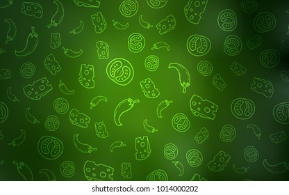 Light Green vector template with organic meal. Decorative shining illustration with food on abstract template. Pattern for ads of breakfast, lunch, dinner.