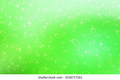 Light Green vector template with organic pepers. Beautiful colored illustration with pepers in doodle style. Design for ad, poster, banner of cafes or restaurants.