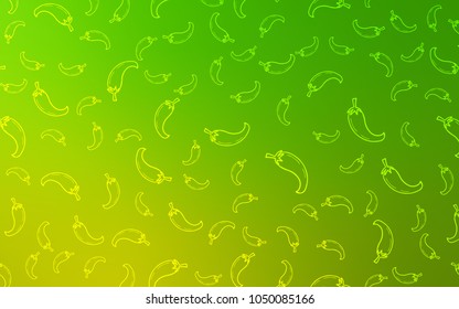 Light Green vector template with organic peppers. Beautiful colored illustration with peppers in doodle style. Template for meal cooking in kitchen.