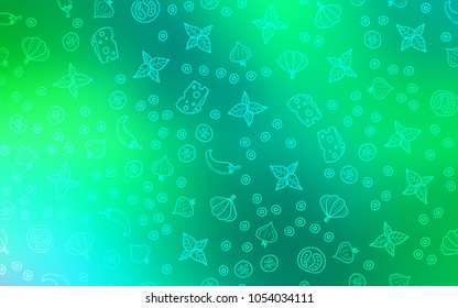 Light Green vector template with organic meal. Glitter abstract sketch with gourmet food. Pattern for ad, booklets, leaflets of restaurants.