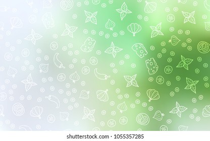 Light Green vector template with organic meal. Glitter abstract sketch with gourmet food. Doodle design for your business advert of cafes.
